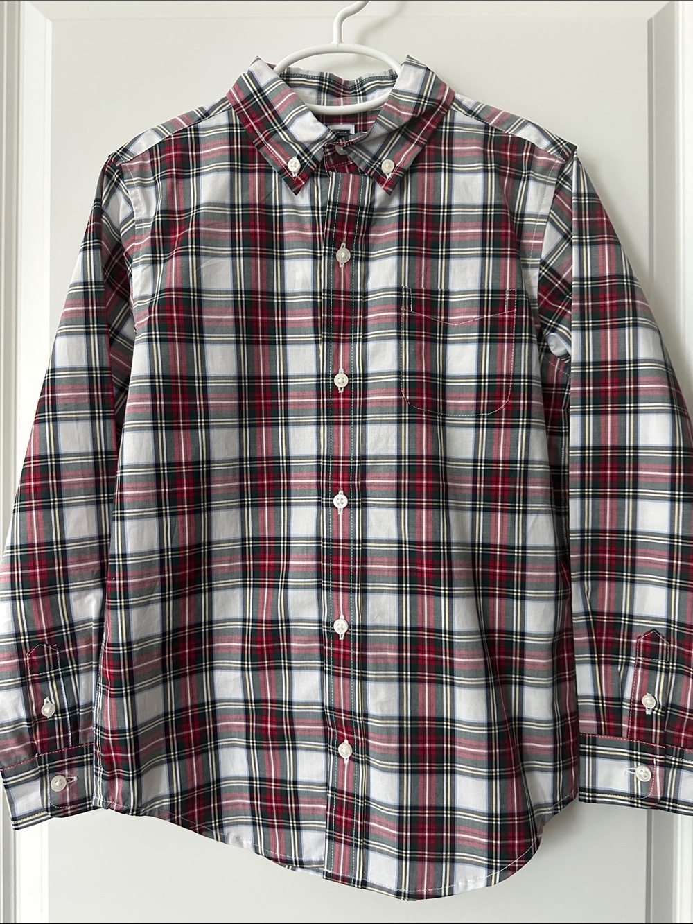 New Janie & Jack Red Plaid Button Down Shirt, Size 7.